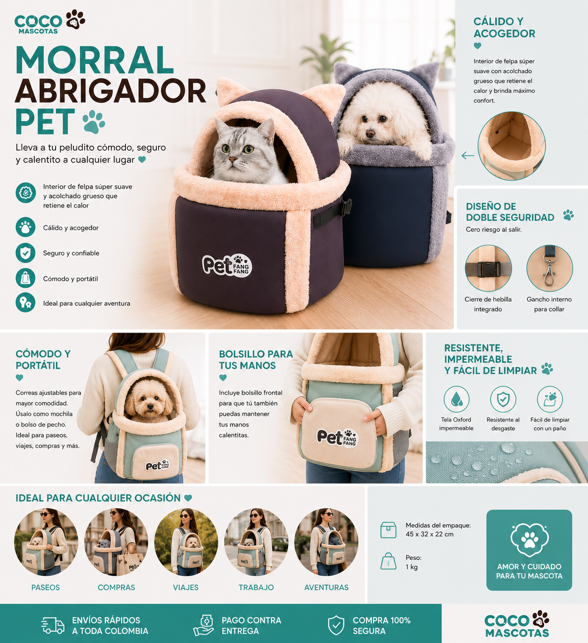 🐾 Morral Abrigador Pet™ 16L