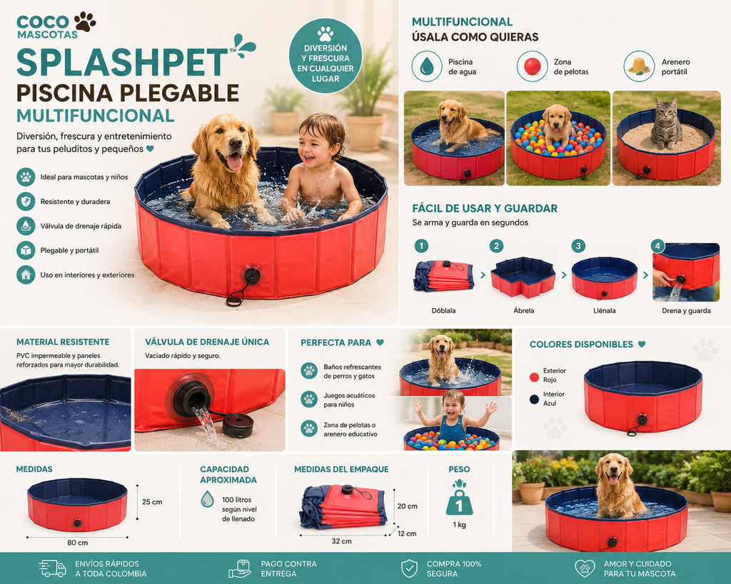 🌊 SplashPet™ Piscina Plegable
