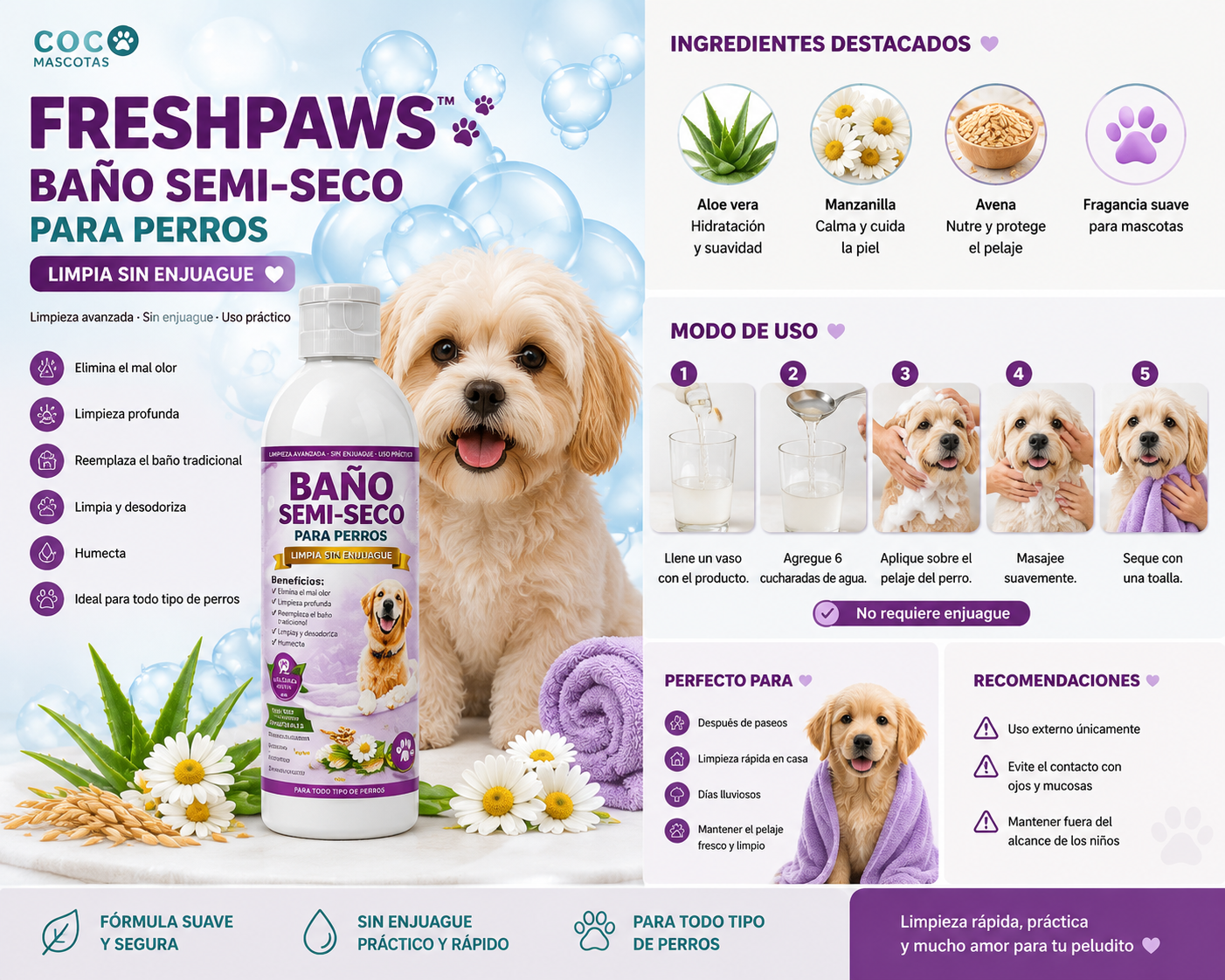 🐾 Baño Semi-Seco FreshPaws™