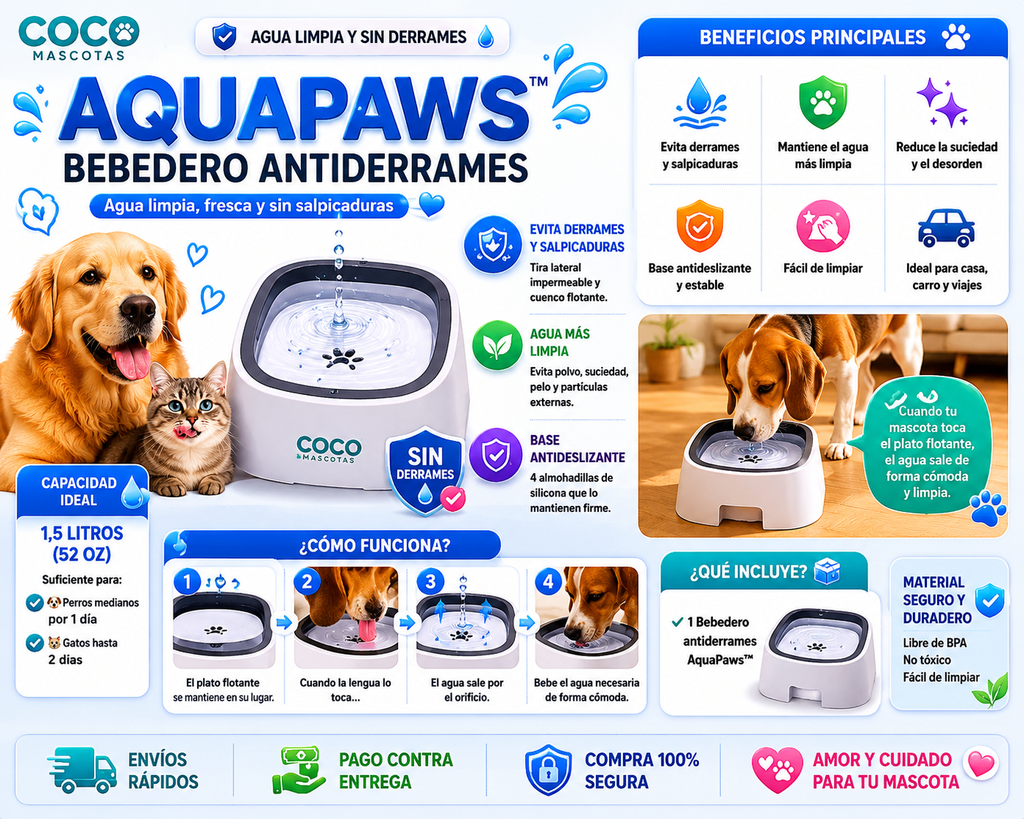💧  Bebedero Antiderrames AquaPaws™