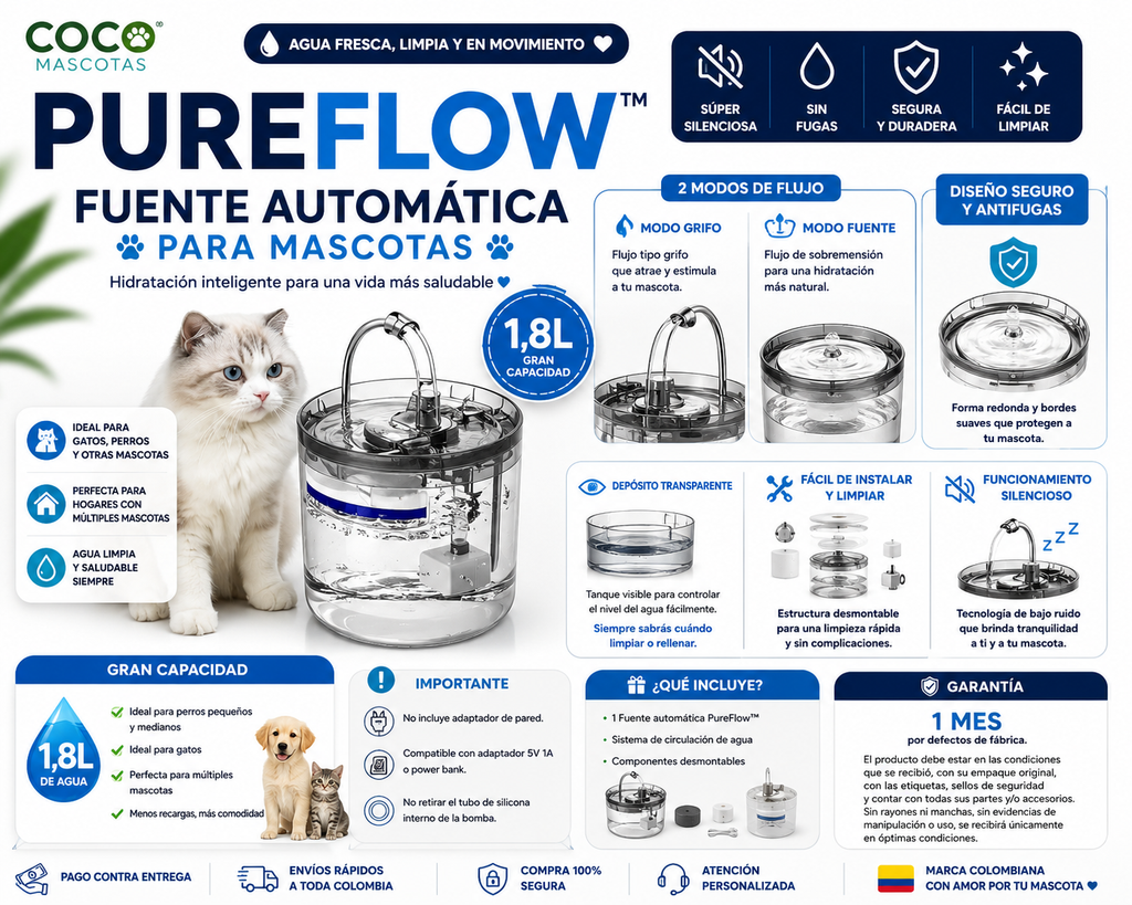 💧 PureFlow™ Fuente Automática
