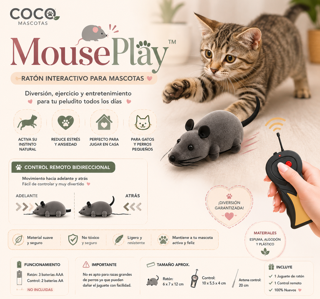 🐭 MousePlay™ Ratón Interactivo Para Mascotas