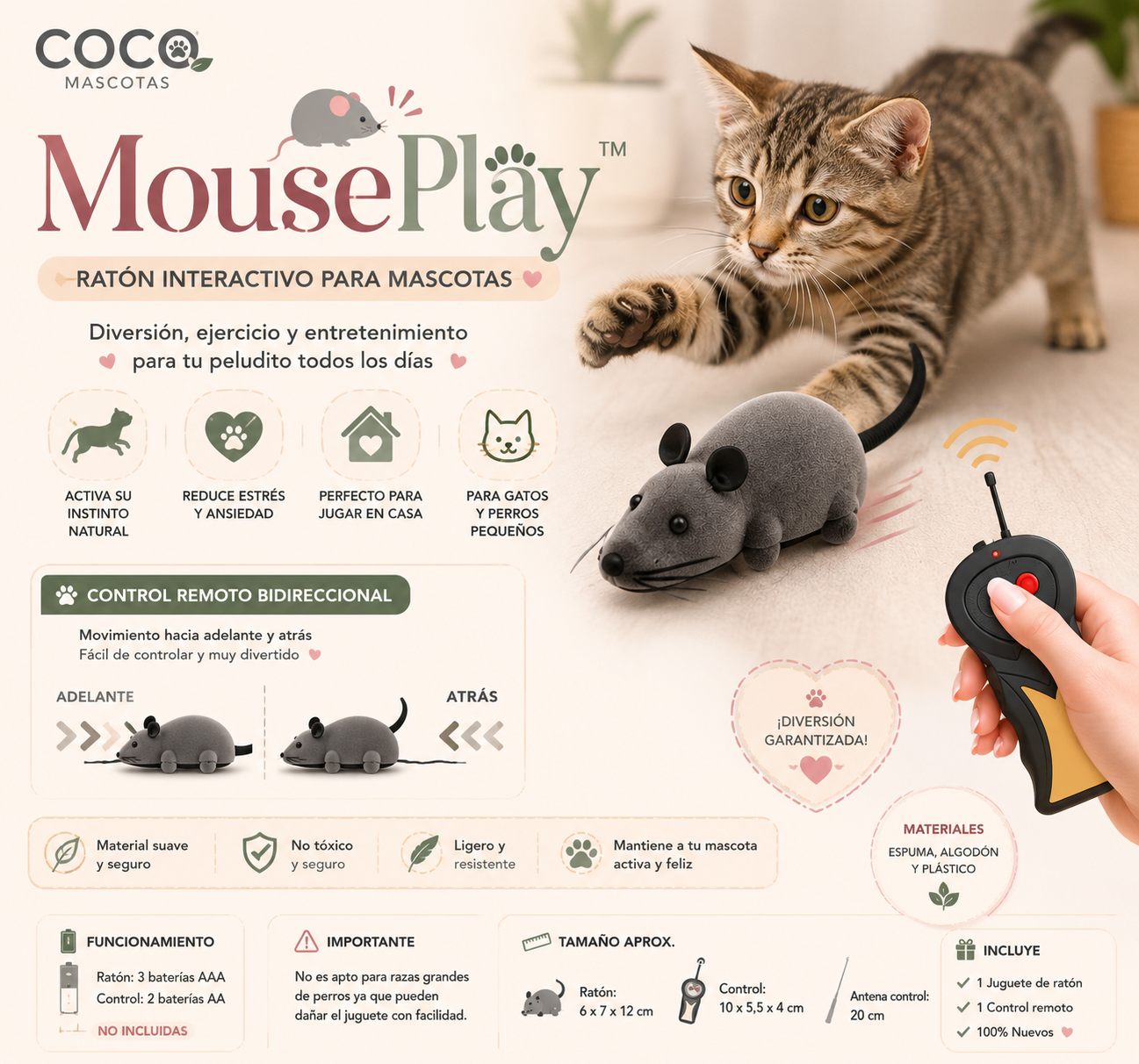 🐭 MousePlay™ Ratón Interactivo Para Mascotas