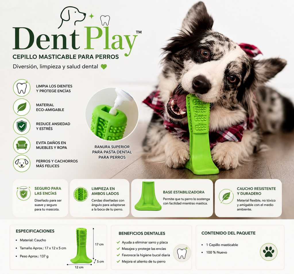 🦷 DentPlay™ Cepillo Dental Masticable Para Perros