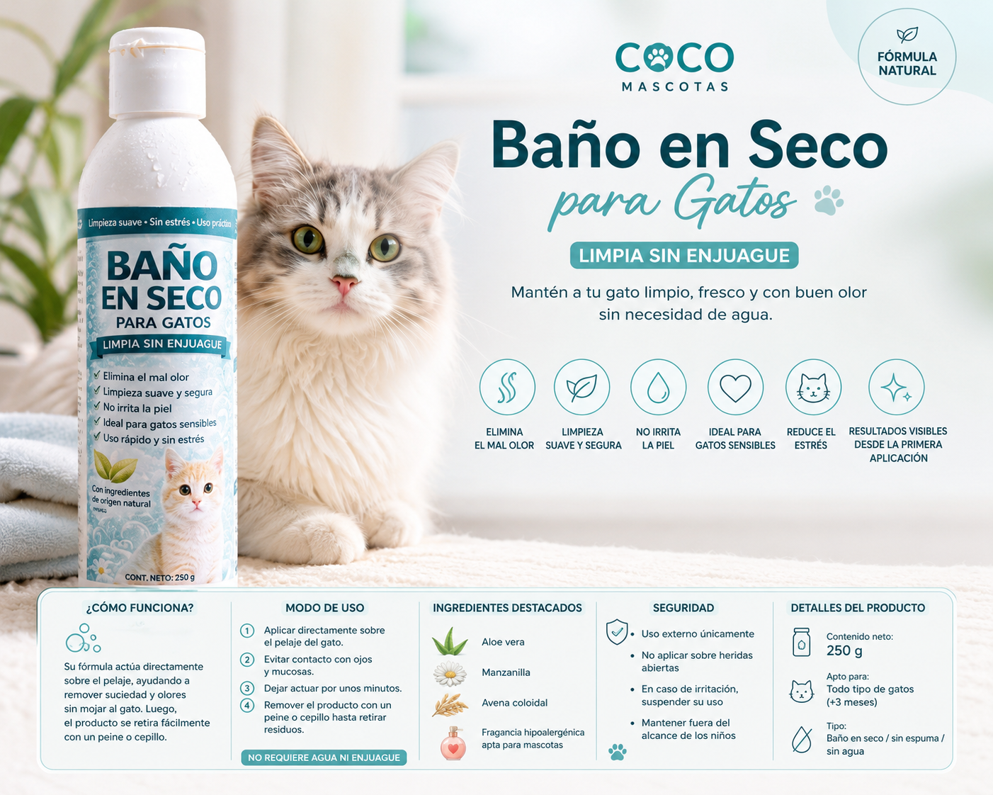 FreshCat™ | Baño en Seco para Gatos sin Agua ni Estrés