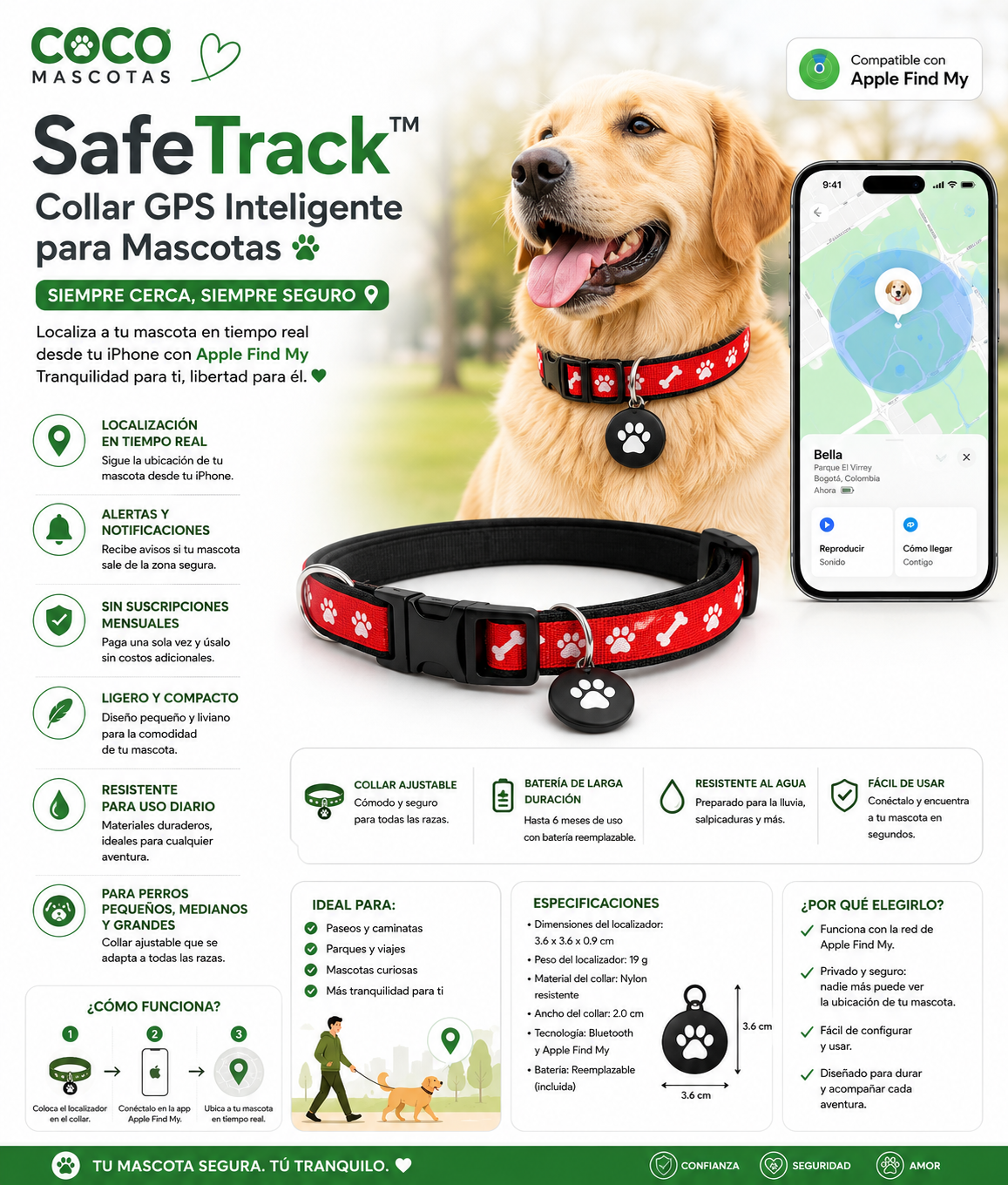 SafeTrack™ | Collar GPS Inteligente para Mascotas
