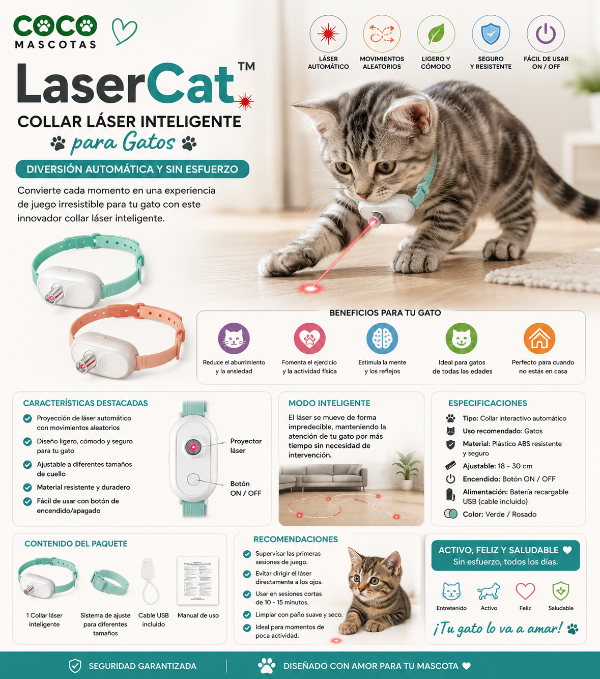 LaserCat™ Collar Láser Inteligente para Gatos 🐱✨