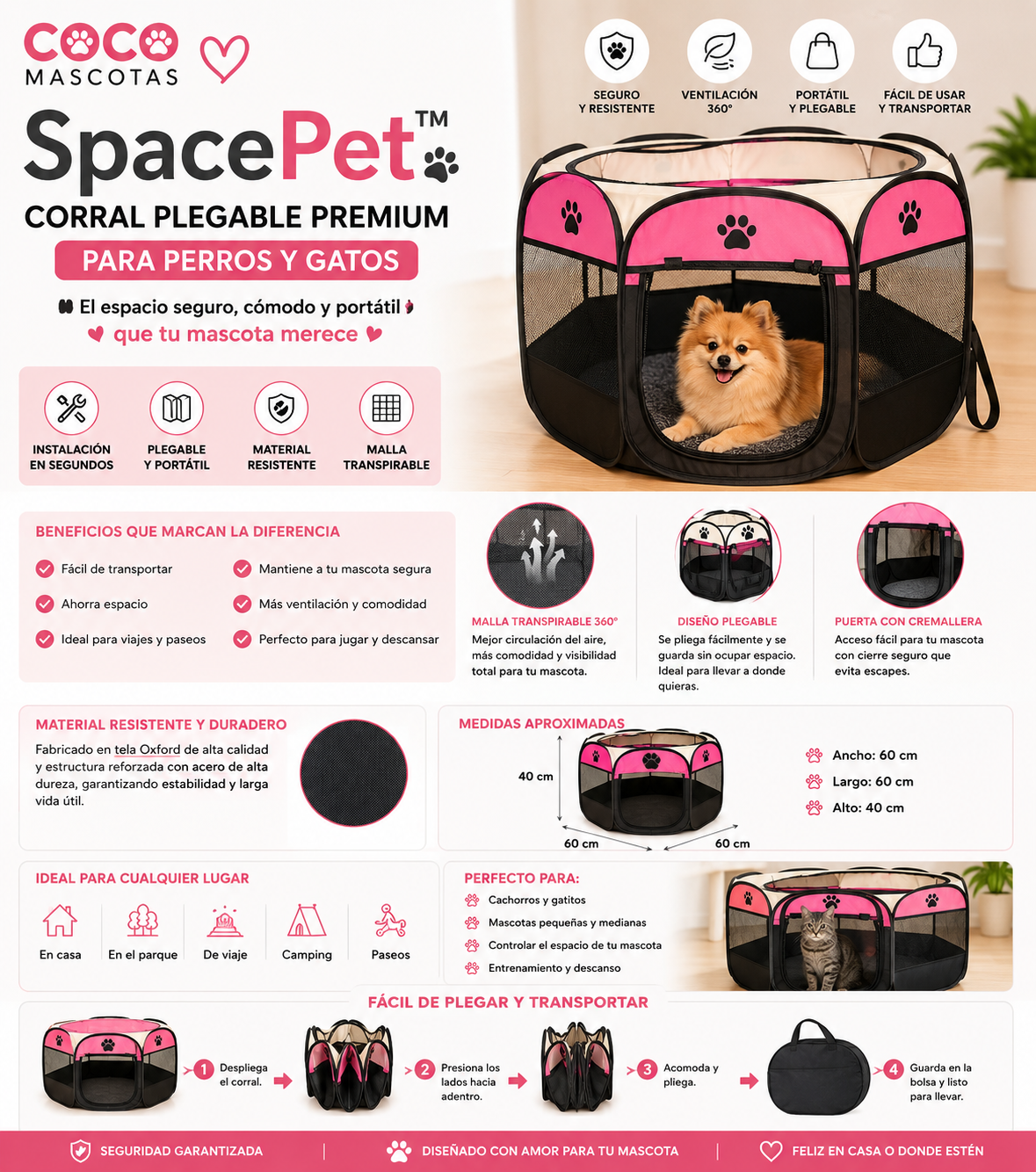 SpacePet™ Corral Plegable Portátil para Mascotas