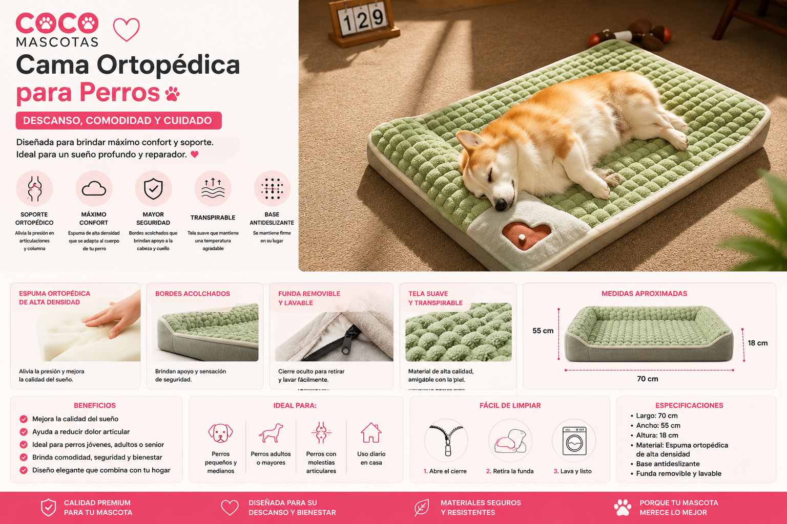 DreamCloud™ | Cama Ortopédica Premium para Perros