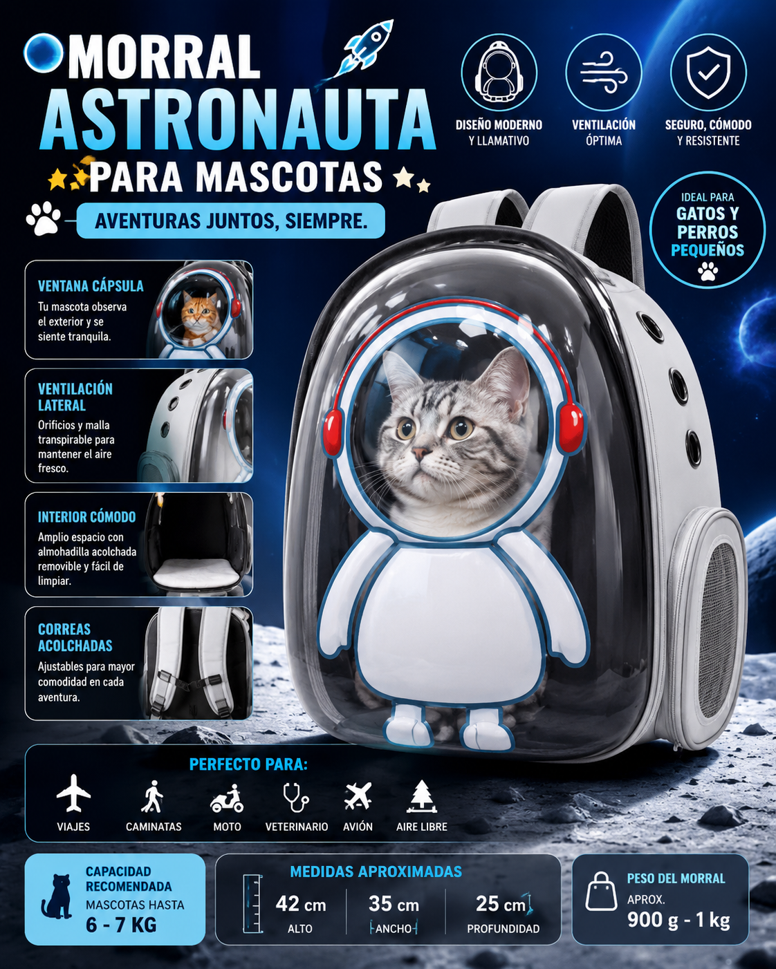 🚀 SpacePet™ | Morral Espacial para Mascotas