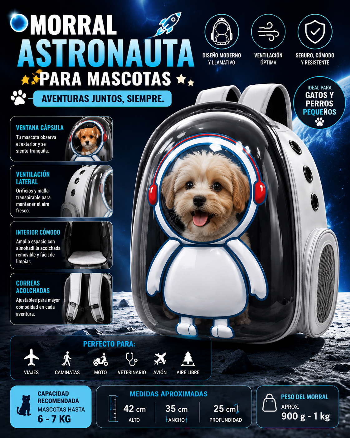 🚀 SpacePet™ | Morral Espacial para Mascotas